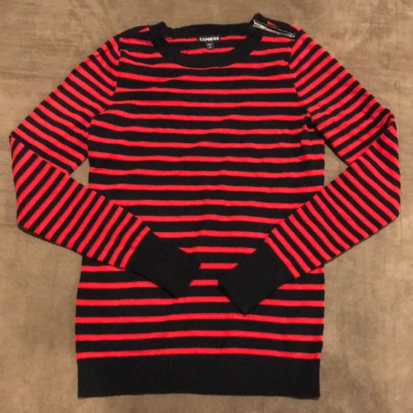 Express Sweaters - 🔹Red & Black Striped Sweater Women’s Small